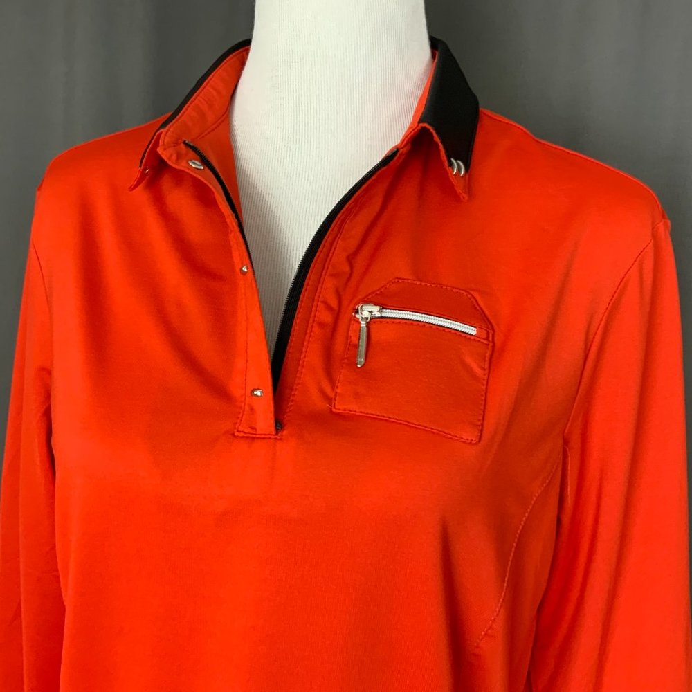 Jamie Sadock Red 1/4 Zip 3/4 Sleeve Golf Top Tee Medium - Picture 14 of 16